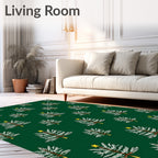 Green Evergreen Trees Star Accent Rug