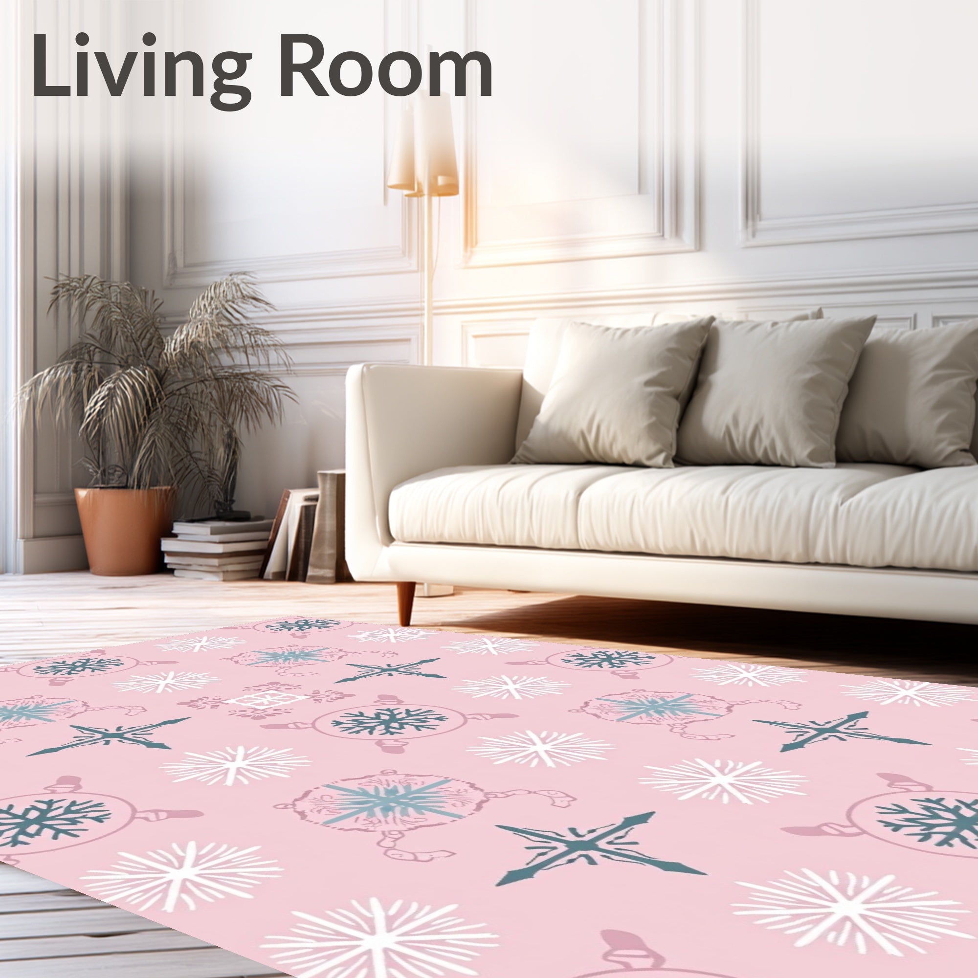 Pale Pink Snowflake Medallion Mix Rug