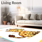 Cute Yellow Giraffe Sitting Under Clouds Rug