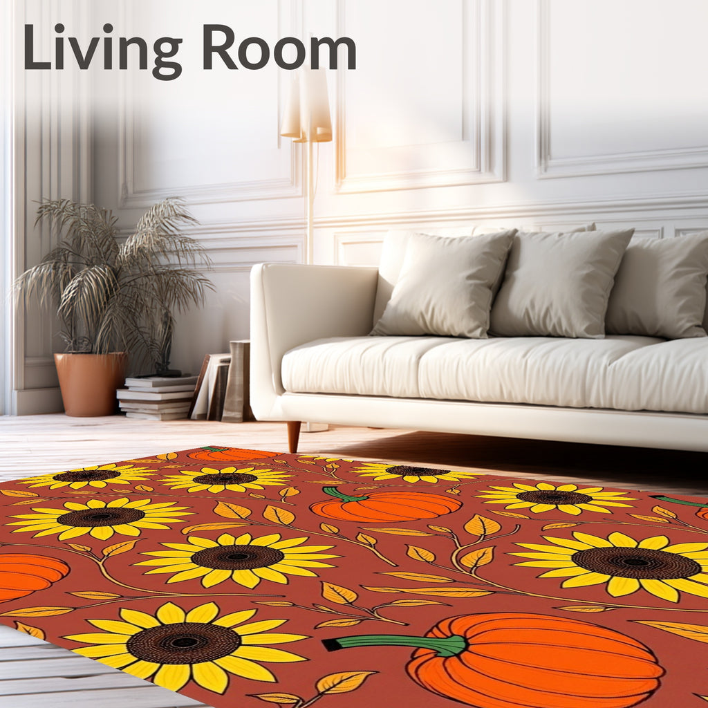 Autumn Sunflower Pumpkin Vine Rug