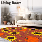 Autumn Sunflower Pumpkin Vine Rug