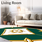 Ornate Gold Emerald Geometric Medallion Rug