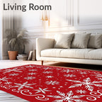 Festive Red White Snowflake Collage Rug