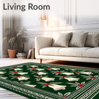 Holiday Bells Red Bow Garland Rug