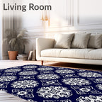Classic White Medallion Navy Rug