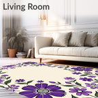 Whimsical Purple Floral Garland Rug