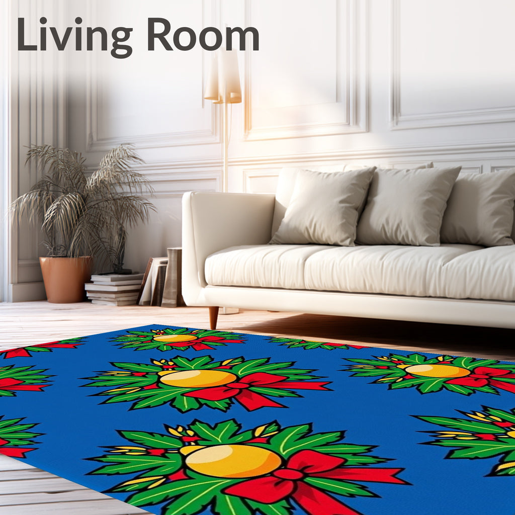 Festive Blue Christmas Ornament Laurel Rug