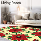Crimson Red Floral Blossom Botanical Rug