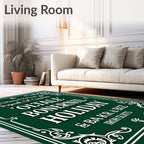 Dark Green Ornate Calligraphy Holiday Rug
