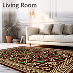 Rich Burgundy Floral Swirl Medallion Rug