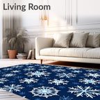 Wintertime Snowflake Navy Blue Rug