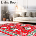 Festive Red Snowman And Star Collection Rug