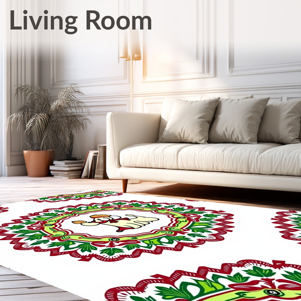 Whimsical Dog Garden Round Rug