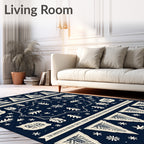 Navy Blue Winter Forest Medallion Rug