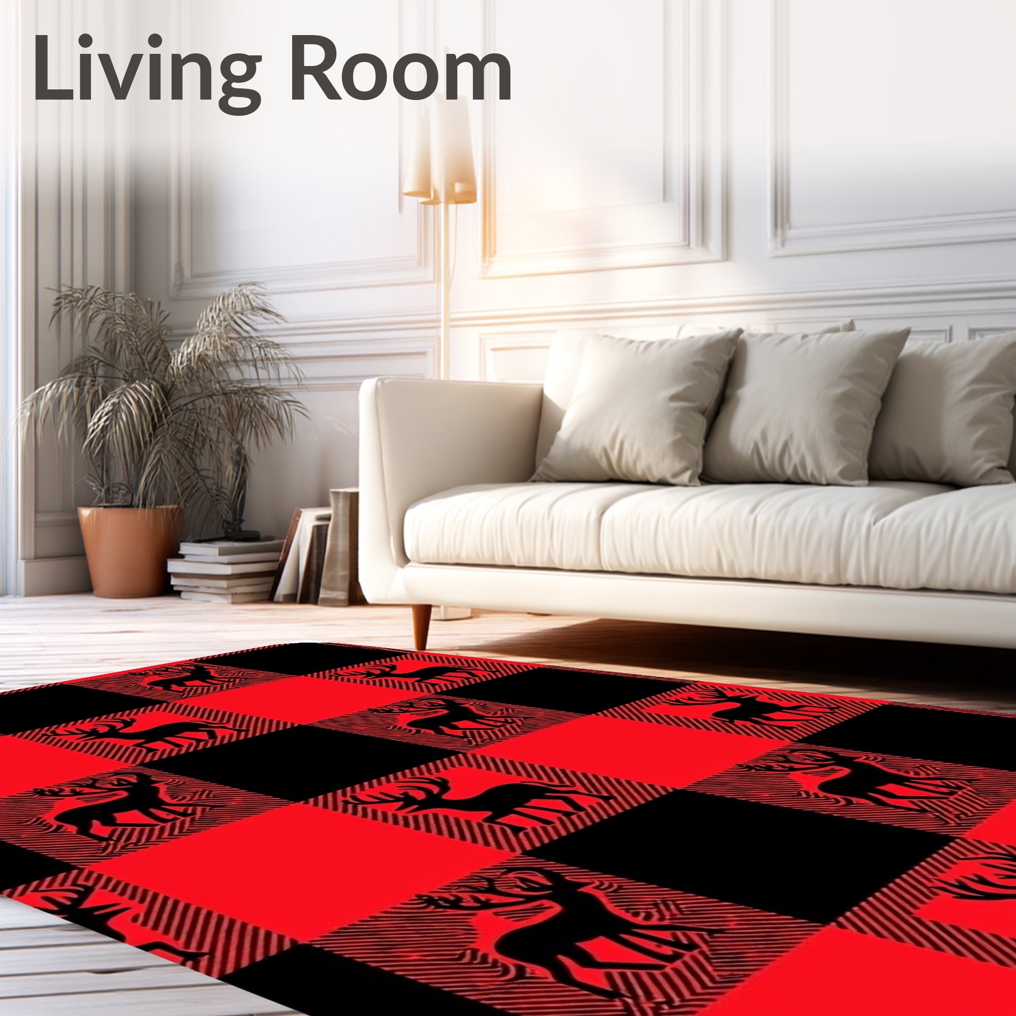 Red Black Buffalo Check Deer Rug