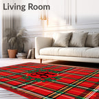 Red Tartan Holly Monogram Rug