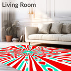 Radiant Red Turquoise Starburst Medallion Rug
