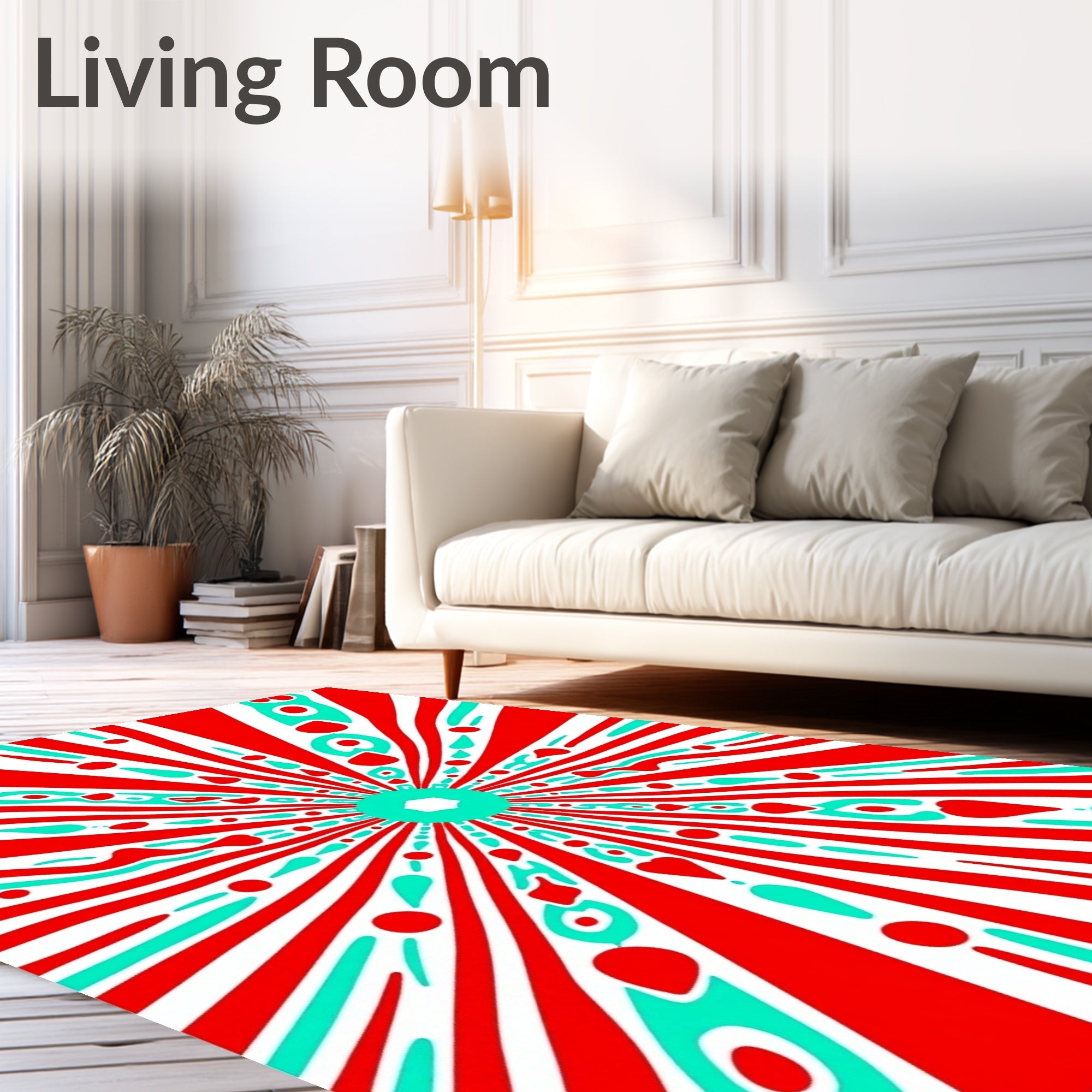 Radiant Red Turquoise Starburst Medallion Rug
