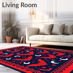 Crimson Bat Moon Star Night Rug