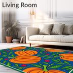 Vibrant Orange Pumpkin Floral Sprig Rug