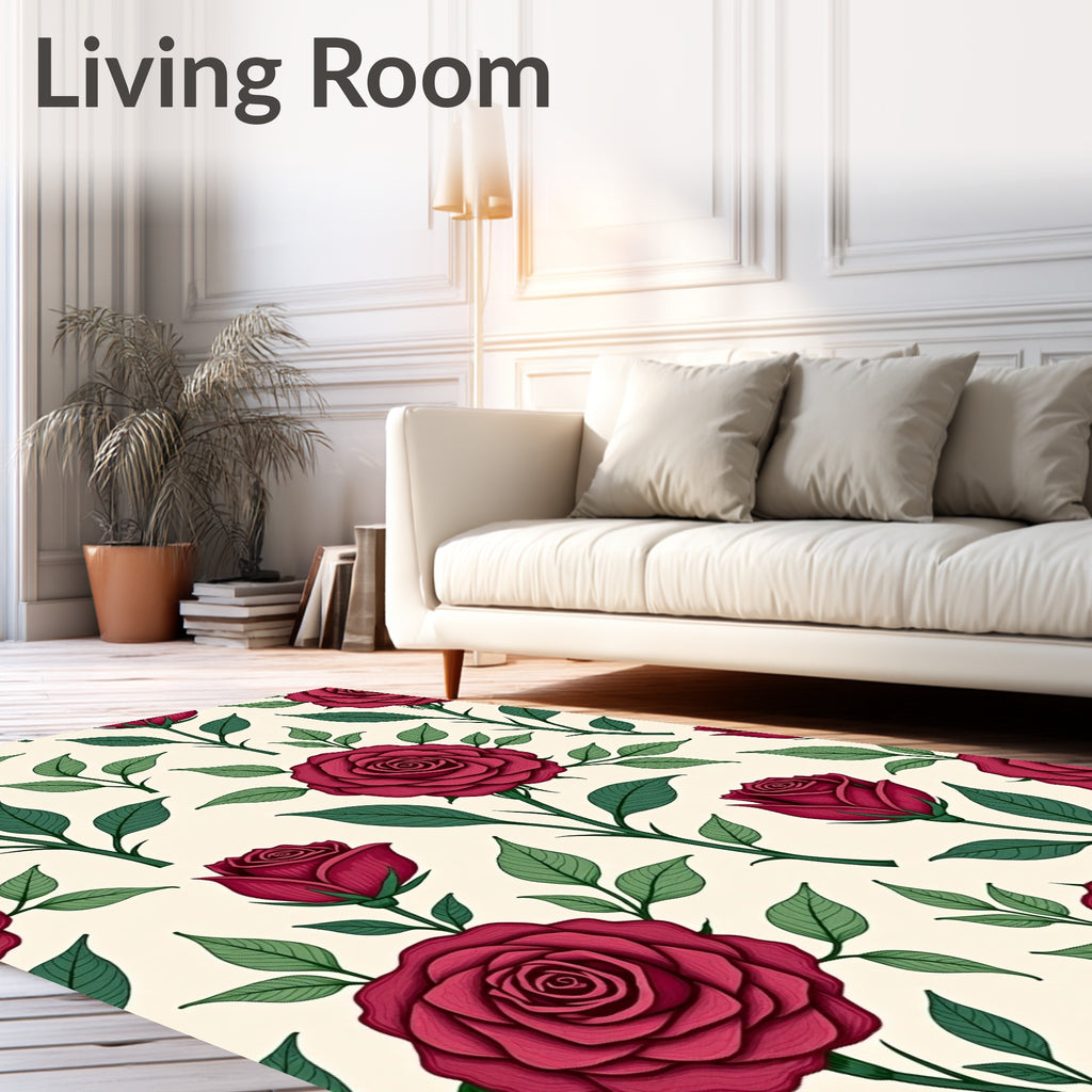 Crimson Rose Botanical Garland Rug