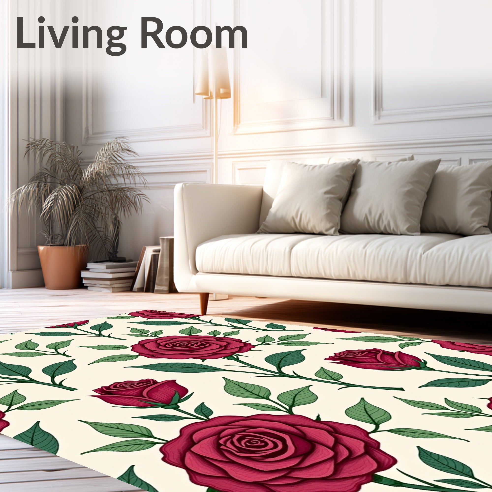 Crimson Rose Botanical Garland Rug