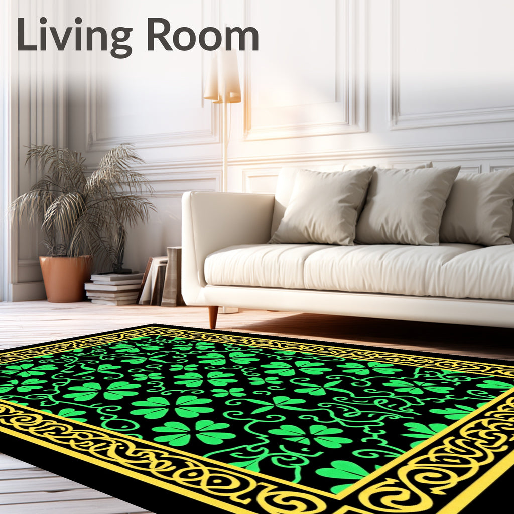 Emerald Clover Vine Border Rug