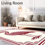 Crimson Heron Engraved Border Rug