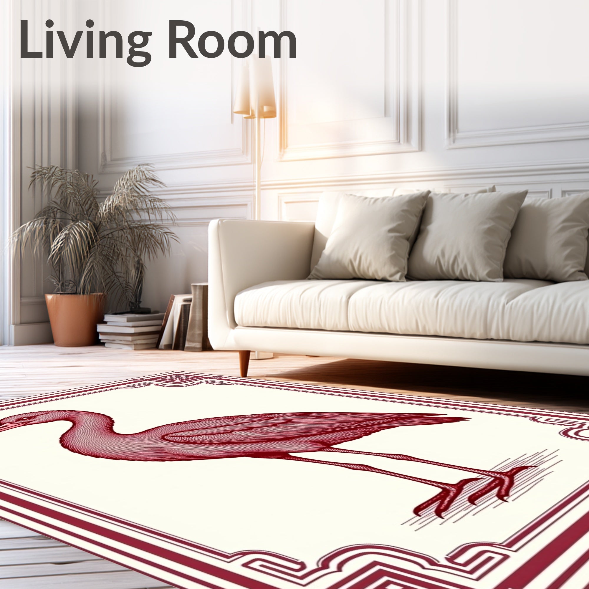 Crimson Heron Engraved Border Rug
