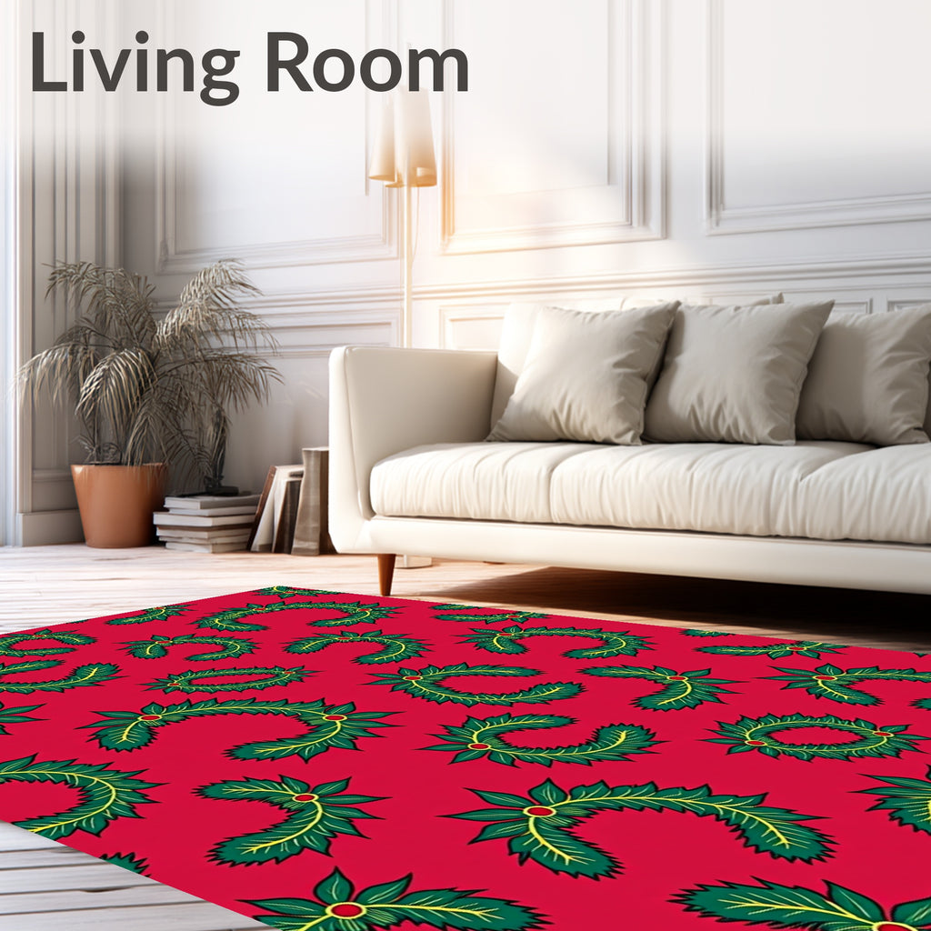 Festive Green Fir Wreath Accents Rug
