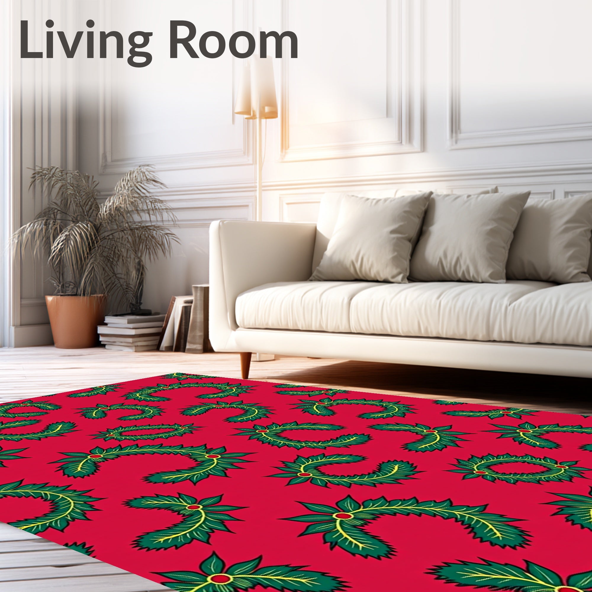 Festive Green Fir Wreath Accents Rug