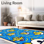 Whimsical Yellow Shark Blue Swirls Rug