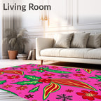 Merry Pink Holly Snowflake Bow Rug