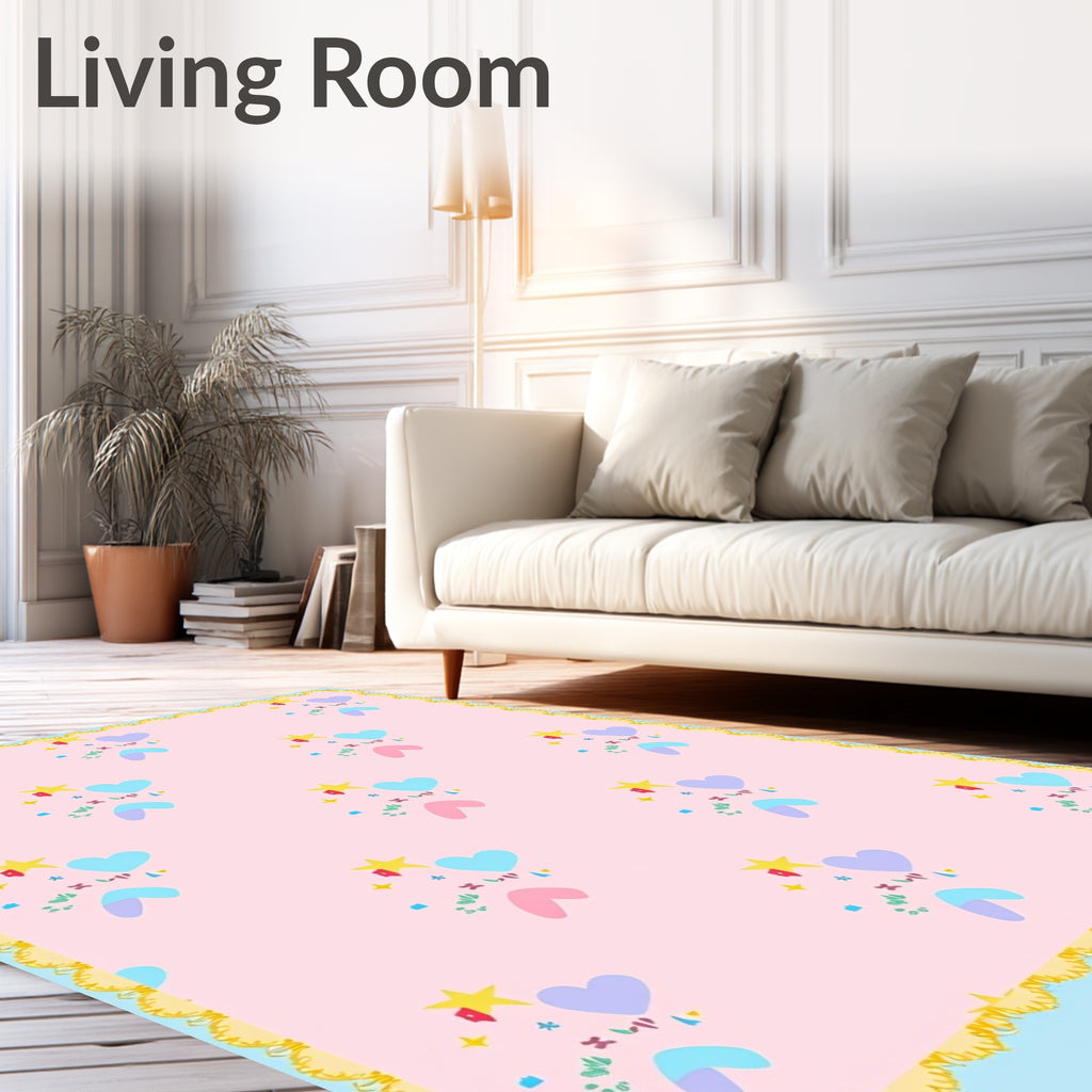 Pastel Hearts And Stars Meadow Rug