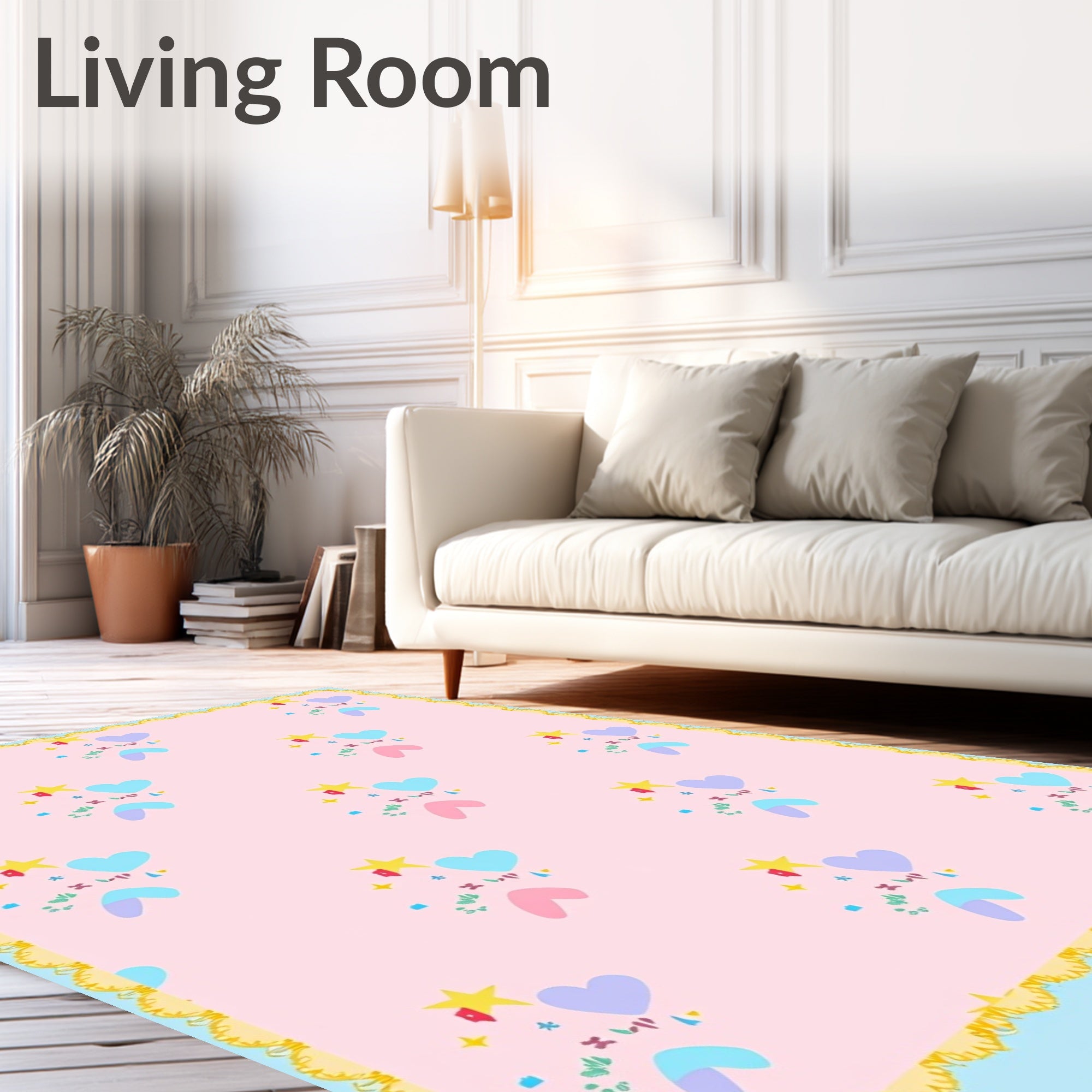 Pastel Hearts And Stars Meadow Rug