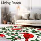 Crimson Cardinal Holly Berry Repeat Rug