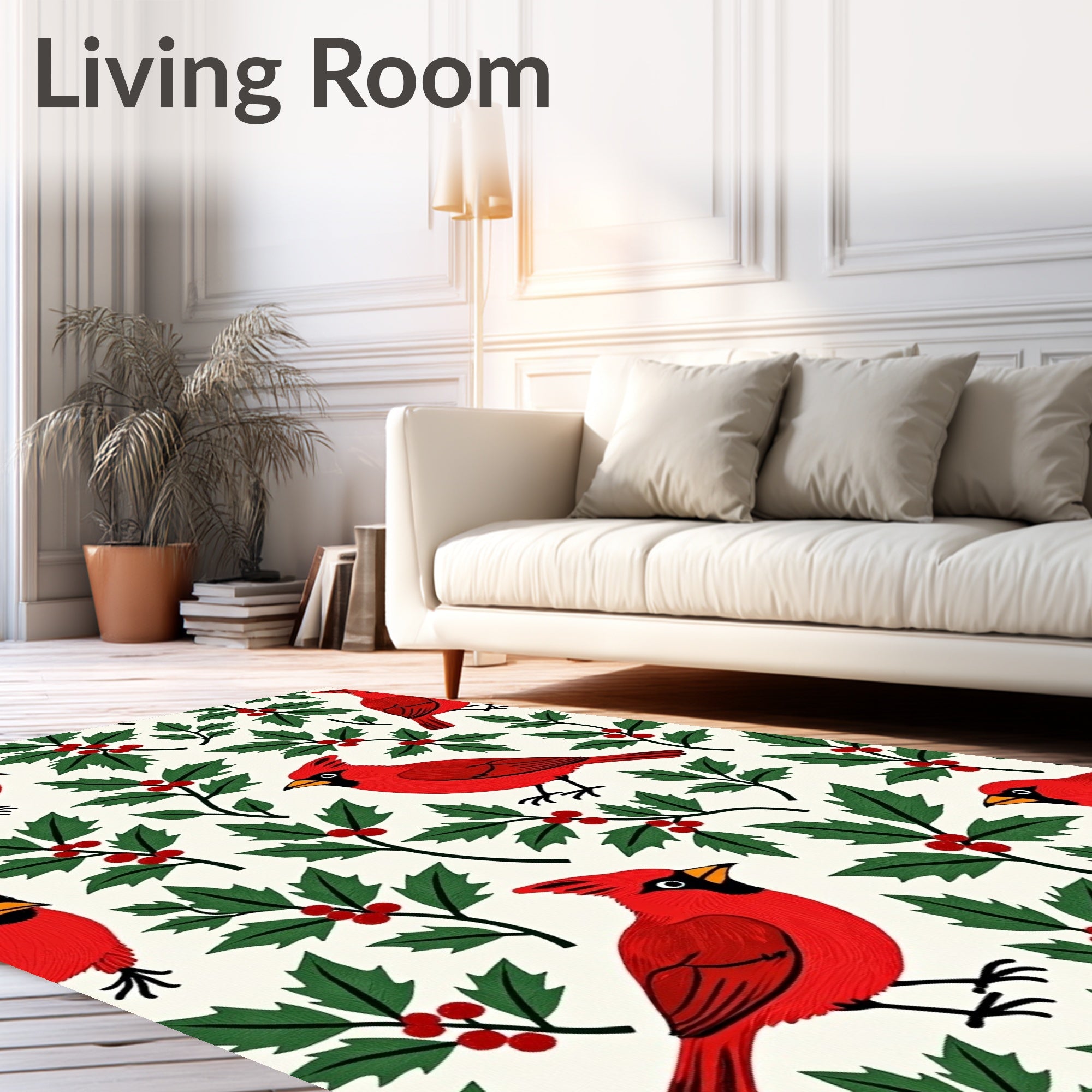 Crimson Cardinal Holly Berry Repeat Rug