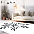 Dark Navy Floral Snowflake Symmetry Rug