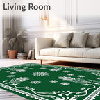 Emerald Snowflakes In Ornate Border Rug