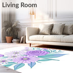 Lavender Daisy Rose Bouquet Meadow Rug