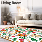 Whimsical Orange Fox And Bunny Garden Rug