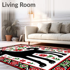 Black Dog Floral Border Accent Rug