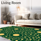 Green and Gold Concentric Circle Bubbles Rug