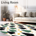 Woodland Forest Trees Yellow Dots Rug