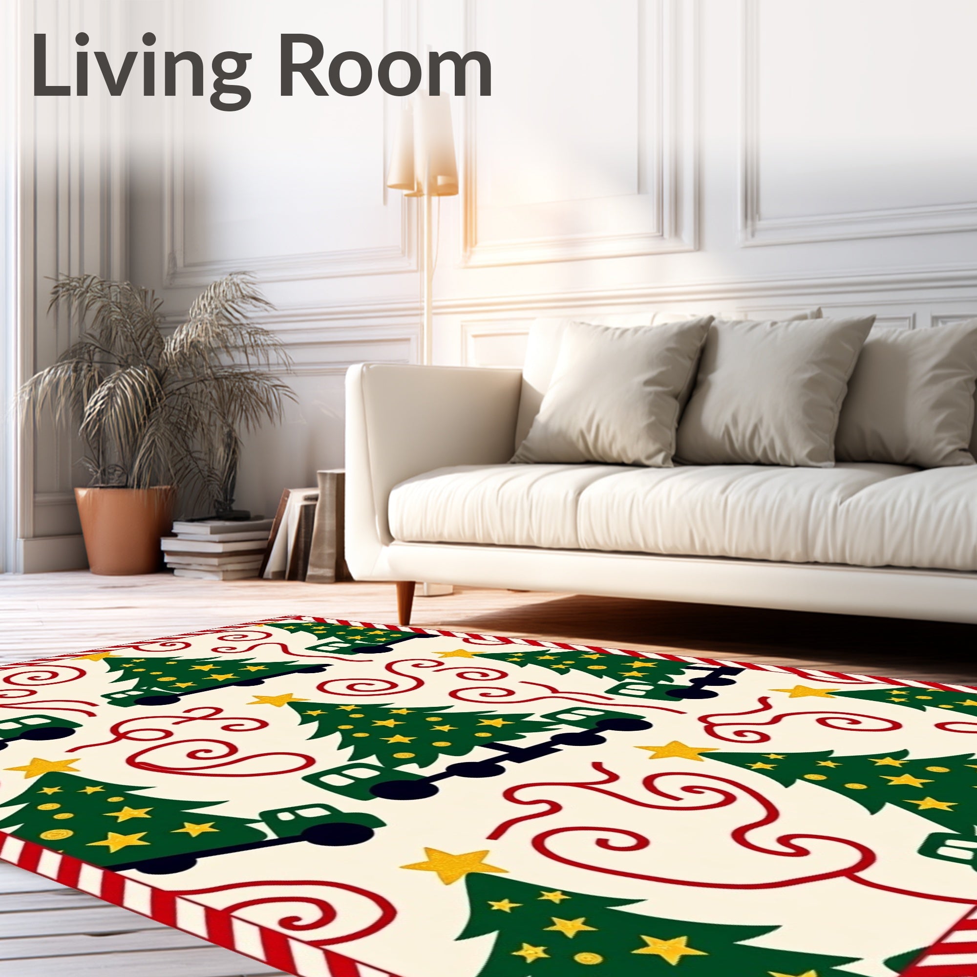 Vintage Green Truck Christmas Tree Rug