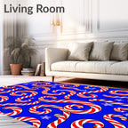 Crimson Swirl Candy Cane Stars Rug