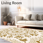 Golden Floral Mandala Medallion Rug