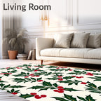 Festive Red Berry Holly Sprigs Rug