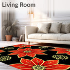 Crimson Red Floral Sunburst Rug