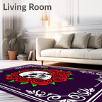 Dark Purple Skull Red Rose Border Rug